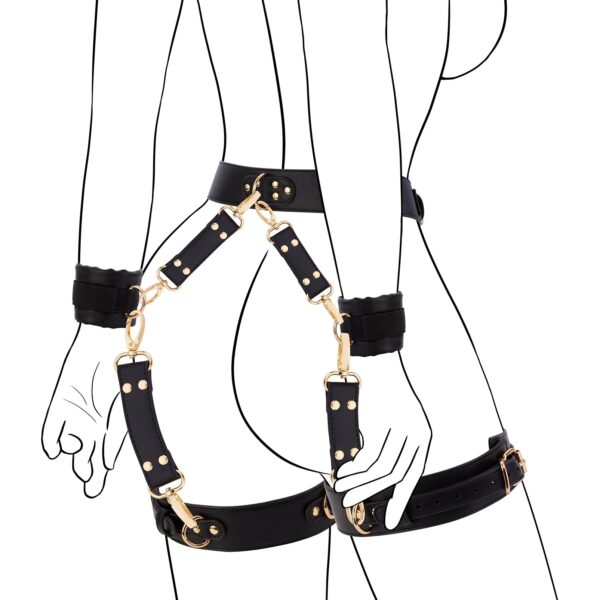 UTIMI Sex Bondage BDSM Kit Restraints Adult SM 6PCS Sets with Adjustable Handcuffs Ankle Cuff Thigh Cuffs Waist Strap Blindfold Cross Strap Sex Toys for Men Women and Couples, Black