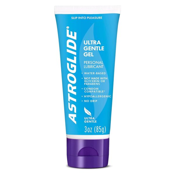 Astroglide Water Based Lube (3oz), Ultra Gentle Gel Personal Lubricant, Hypoallergenic with No Parabens or Glycerin, Lube for Men, Women and Couples, Safe for Toys