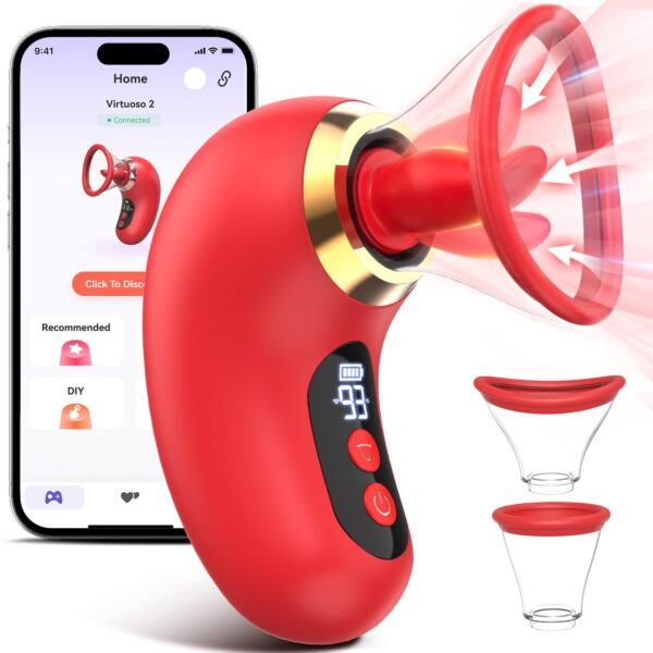 Gasevimo Vibrator Adult Sex Toys for Women - 5IN1 Sucking Vibrator Rose Sex Toy, 3 Sucking, 9 Tongue Licking & Vibrating Adult Toys, LCD Display Removable Cup Clitoral G Spot Vibrators Massage